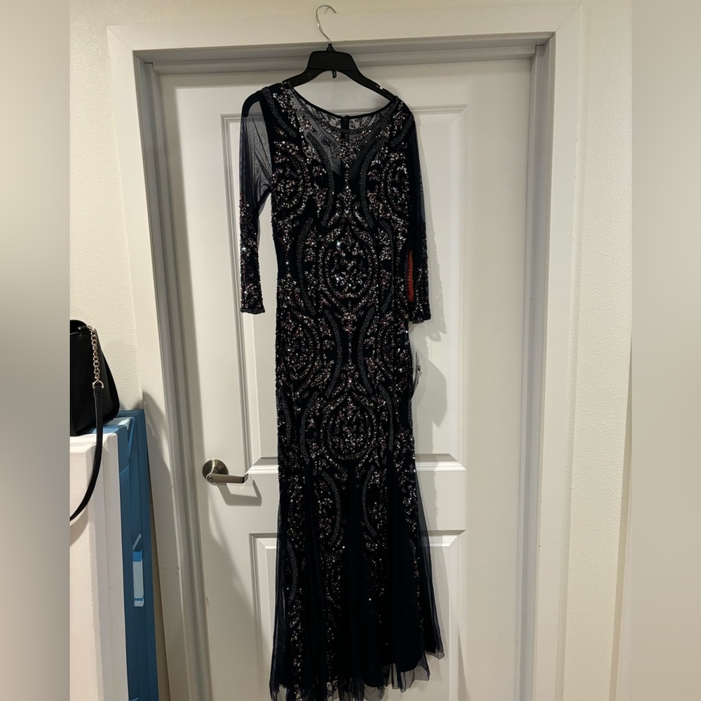 navy formal gown mother of the bride dress